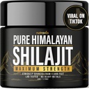 Shilajit Resina Orgânica Pura Himalaia - Fórmula teste de laboratório autêntico natural para homens, mulheres - Sem metais pesados - 600mg Força máxima com 85+ Trace Minerals Golden Grade Shilajit Suplemento (1 pacote)