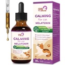 Cat Melatonin Natural Calming Drops, Apoio Caindo Dormir e Sono Saudável, Extrato de ervas de relaxamento Suplemento com L-Theanina, Valerian, Catnip, Paixão Flor e Camomila. 2 onças