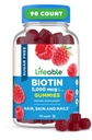 Açúcar Vitamina B7 5000mcg Suplemento de Biotina de Degustação Grande para o crescimento do cabelo, pele e saúde das unhas , Suplemento de cabelo para mulheres, homens, adultos