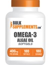 BulkSupplements.com Omega-3 Softgels - de óleo de algas, óleo de algas Omega 3 Suplemento - sem glúten, 1 Softgel por serviço, 180 contagem (Pacote de 1)