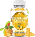 Gummies Berberine com canela de ceilão 1500mg Suplemento Berberine de alta potência HCL para apoio imune e metabolismo, Açúcar livre, sabor abacaxi - 60 Contagem
