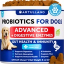 Probióticos para cães - Suporte Gut Saúde, Pele Comichão, Alergias, Imunidade, Balanço de Levedura - Dog Probióticos e Enzimas Digestivas com Prebióticos - Reduzir Diarréia, Gás - 120 Mastigações Probiótico para cães