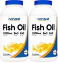 Óleo de peixe nutricosto Omega 3 Softgels com EPA & DHA (1000mg de óleo de peixe, 560mg de Omega-3), 240 Softgels, Não-GMO, Gluten Free. (Pacote de 2)