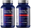 100% Puro Krill Oil 1000MG 120-Dia Forneça dupla força 56% Fosfolipídios Astaxantina Sustentável Antártico Superbaost Omega 3 EPA DHA Heart Brain Skin Care, Terceira parte testado, Sem óleo de peixe