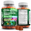 Nutracêuticos Limpos Enzimas Digestivas com Probióticos e Prebióticos para Gummies Saúde Digestiva e L-Glutamina para Gut Saúde Bromelaína Maçã Pectin Inulin FOS planta baseada Vegan Gummy Vitaminas