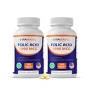 Ácido Fólico Vitamático 1000 mcg (1 mg) – 240 Comprimidos Vegetarianos (Pacote de 2) 1667 mcg DFE – Vitamina B9 para Pré-Natal, Coração e Saúde Celular