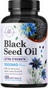 Black Seed Oil Softgels 1000mg - Premium Nigella Sativa Blackseed, Puro Óleo de Sementes de Cominho Preto & Antioxidante para a pele e suporte imunológico - Não OGM, engarrafado em USA Suplemento - 120 Softgels