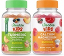 Crianças com curcumina cúrmica vitalizável + Magnésio de cálcio Crianças, Gummies Bundle - Grande degustação, Suplemento Vitamina, Gluten Free, GMO Free, Gummy mastigável
