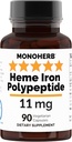 Heme Polipeptídeo de Ferro 11 mg - 90 Cápsulas Vegetarianas - Complexo Suplemento de Ferro