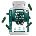 Cápsulas de espirulina e chlorela – Pílulas de clorofila e algas verdes azuis para apoiar detox potente, energia e um sistema imunológico saudável – 3X mais chlorela espirulina pó / serviço – 90 Ct