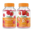 Magnésio vitalício + Vitamina D 5000 UI, Gummies Bundle - Grande degustação, Suplemento Vitamina, Sem glúten, GMO Livre, Gummy mastigável