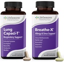 LifeSeasons Breath-X com Lung Capaci-T - Alergia e suporte respiratório - Alívio Sinus de ação rápida - Aumenta a capacidade de oxigênio e reduz o muco - 180 Cápsulas