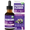 Passion Flower Liquid Drops for Sleep Support, Fórmula Natural de Ervas com Camomila de Raiz Valeriana Extrato Apoio Sono Sossegado e Relaxação. Suplemento de alta biodisponibilidade.2 onças