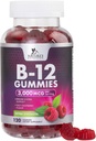 B12 Vitaminas Gummies Energia 3000 mcg - Força extra B 12 Gummy para Metabolismo e Sistema Imune Suporte - Chewable Dietary B12 Suplementos para Adultos e Crianças Cafeína Free Gummy Vitamina - 120 Gummies