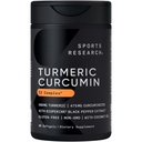 Sports Research Curcumin C3 Complexo 500 mg, Melhorado & Pimenta Negra e Óleo de coco orgânico para melhor absorção; Não-GMO e Glúten Livre - Curcuminoides 95% padronizados (60 conta Softgels)