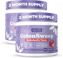 ColonSweep - Strawberry Flavored Probiótico Psyllium Husk Powder Colon Cleanser, 7.8 oz. Suporte de suplemento de fibra para Gut Saúde - Cleanse para Bloating Alívio e Detox- 30 Servings (Pacote de 2)