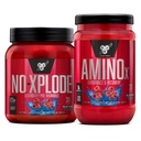 BSN Pacote de treino de NO XPLODE Pré treino em pó Raz azul, 30 Servings AMINO X Muscle Recovery Intra Workout Support, Caffeine Free Blue Raz, 30 Servings