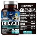 Puro Himalayan Shilajit para mulheres e homens [50% ácido fulvico] melhor do que resina com Ashwagandha, Ginseng, Açafrão, Gingko Biloba, Stinging Nettle, Cordyceps para apoiar energia e imunidade, 60Caps