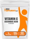 BulkSuplementos.com Pó de ácido ascórbico - Suplemento de vitamina C, para suporte imunológico - Grau de alimento de ácido ascórbico, sem glúten, 1g por serviço, 100g (3,5 oz) (Pacote de 1)