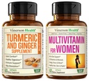 Suplemento de Açafrão e Ginger Root Apoio Conjunto Suplemento e Multivitamin completo para mulheres