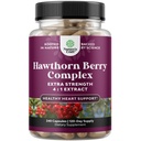 Cápsulas Hawthorn Berry de alta resistência - Puro Antioxidante Suplemento Hawthorn Berry com Folha e Extrato de Flor 4:1 para Coração e Digestão Saudáveis - Suporte Energético para Homens e Mulheres - 240 Count Pack