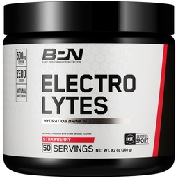 BARE PERFORMANCE NUTRITION BPN Electrolytes Hydration Drink Mix | Sugar Free Electrolyte Powder | 500mg Sodium per Serving | Naturally Sweetened | Strawberry, 50 Servings