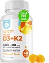 DR. MORITZ Vitamina D3 Gummies (5000 UI) com K2 - para adultos e crianças - Vitamina D3 K2 Gummies para suporte imunológico e saúde óssea - Vegan, Açúcar Livre, Glúten Livre (60 Contagem)