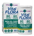 Planeta Vital - Homens Flora Vital Mais de 55 Probiótico diário, 60 bilhões de UFC, Deformações Diversas, Prebióticos Orgânicos, Suporte Imune, Prateleira Digestiva de Saúde Probióticos Estáveis para Homens, 60 Cápsulas