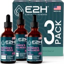 E2H Todo o bem-estar natural das mulheres, equilíbrio hormonal e alívio de PMS com preto Cohosh, Dong Quai e raiz de alcaçuz para alívio de flash quente (3 garrafas)
