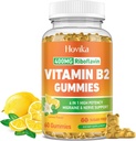 Vitamina B2 Gummies Riboflavina 400mg Suplemento para homens e mulheres - Magnésio puro, Ashwagandha, CoQ10, Omega 3, Vitamina B12 - Alívio de enxaqueca & Energia, Suporte do sistema nervoso - Açúcar livre, 60 Contagem