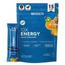 10X Saúde - Energy Wave Crusher - Energy Drink with 200mg Caffeine, BCAAs, B Vitaminas, Absorção Acelerada - Tropical Punch Bebida Pré-Trabalho - 15 Drink Mix Packets (Wave Crusher - Energia)