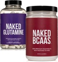 NAKED BCAAs sem sabor 100 Sevings + Pure L-Glutamina 240 Cápsulas Pacote: Não-GMO, Sem glúten, Recuperação muscular, Nada Artificial
