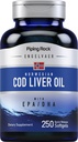 Piping Rock Bacalhau Óleo de Fígado Softgels Contagem de 250 com EPA DHA Engelvaer Norueguês Não-GMO, Suplemento sem glúten