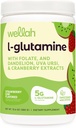 Wellah L-Glutamina pó de morango Kiwi (50 Servings) - 5g L-Glutamina por serviço, adoçado com Stevia
