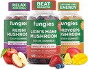 Fungies Cogumelo Gummy 3-Pack Bundle, Mana de Leão, Cordyceps & Reishi Gummies para Adultos - Cogumelos Gummies Suporta Saúde do Cérebro, Gut Health, Energia e Bem-Estar Diário - 180 Servings