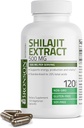 Bronson Shilajit Extract 500 MG por serviço, Suporta Produção de Energia e Vitalidade, Padronizado para 20% Ácidos Total, Não-GMO, 120 Cápsulas Vegetarianas