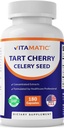Extrato Vitamatic Tart Cherry 20X com extrato concentrado de sementes de aipo 10X - - 180 Veg Cápsulas Vegetarianas, Não-GMO e Glúten Grátis