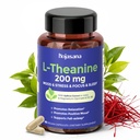 L Theanina 200mg com açafrão, GABA, Glicinato de magnésio e vitamina B6, L-Teanina Suplemento Fórmula complexa avançada para relaxamento de humor e alívio de estresse e apoio ao sono, 60 Cápsulas Vegan