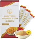 Dong Thao NAM - Ginseng vermelho orgânico e pó de Cordyceps, 6 em 1 extrato de ervas, aumenta a alerta, aumenta a energia e reduz a fadiga, cafeína livre, pacote de 10