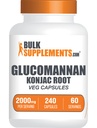 BulkSuplementos.com Cápsulas Glucomannan - como Konjac Root Extract, Suplementos Glucomannan, Suplemento de ervas - sem glúten, 4 Cápsulas por serviço, 240 Contagem (Pacote de 1)