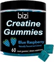 Bizi Creatina Gummys para homens e mulheres - 1g de Creatina Monohidrato por Gummy - Melancia sabor - treino, crescimento muscular, e Recuperação Suplemento- Vegan & Gluten Free (60 ct) (Azul framboesa)