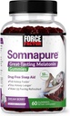 FORCE FACTOR Somnapure chicletes com 10 mg de melatonina para adultos, não-habit-forming, ajuda natural ao sono para sono profundo, ficar mais sono, acordar refrescado, sabor de Berry sonho, 60 contagem (Pacote de 1)
