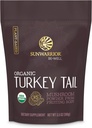 Sunwarrior Organic Turkey Tail Mushroom Powder Turquia Mushroom Immune Support Suporte para a saúde Microbiome Gut Suporte para a saúde