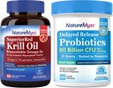 Krill Oil 1000mg e Probióticos Bundle, Omega 3s com DHA EPA & Astaxantina, mais 80 bilhões UFC 25 Strains, Gut, Heart & Imune Function, Non-GMO, Made in USA, 60 Softgels + 60 Cápsulas