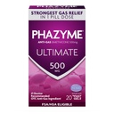 Phazyme Ultimate Strength Anti-Gas 500 mg Simethicone Gas Alief para Adultos, Geles Rápidos Facilitam rapidamente Bloating, Pressão e Desconforto, 20 Contagem