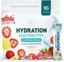 Eletrolíticos Pacotes de Hidratação - Keto Recuperação Pó com Potássio, Magnésio, Sódio, Zinco e Vitamina C, Livre de Açúcar, Hidratação Eletrolítico Misturas de bebida líquida, Vegan, Limão de morango (16 Pack)