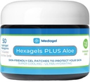 Hexagels Plus Aloe Vera - Advanced Healing Hydrogel Pads for Blister Prevention & Soothing Burn Care - Pé, calcanhar, dedo do pé, & Proteção do tornozelo, pacote de 50, patches de 1 polegadas, por Medagel, Fórmula Paraben Free