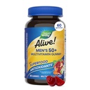O Caminho da Natureza Vivo! 50 + Gummy Multivitamins diários do homem, Suporta Cérebro Saudável, Olhos, Coração*, B-Vitaminas, Sem Glúten, Vegetariano, Fruit Sabored, 60 Gummies (Packaging May Vary)