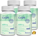 CoQ10 600mg Softgels (Alta Absorção) CoQ10 Ubiquinol Supplement (Suplemento de Ubiquinol) Forma reduzida aprimorada com Vitamina E & Omega 3 6 9
