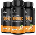2000 mg de Curcumina Cúrmica Lipossômica com Pimenta Preta e Ginger para Absorção Superior com Ácido Fulvico e Ácido Húmico 180 Softgels - Fornecimento de 3 Mês